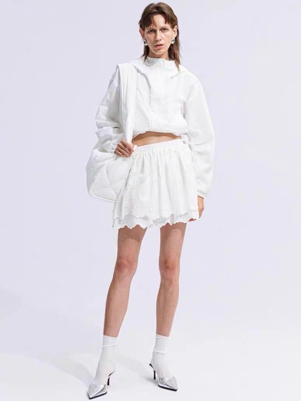 Shang1 by Shangyi floral embroidery skort